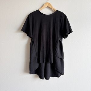 Taluluah Black Short Sleeve Hi-Low Ruffle Top Size Small